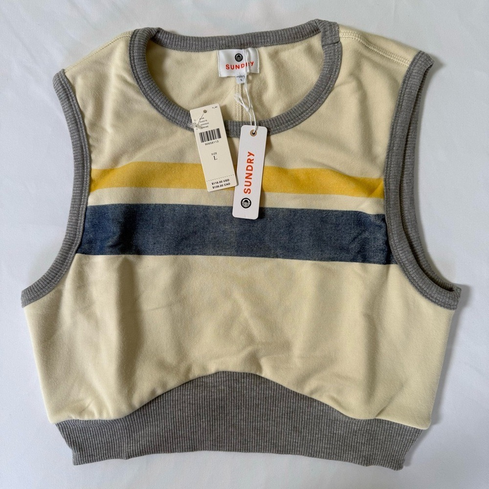 NWT Anthropologie Sundry Stripe Open Back Crop‎ Tank Top Size L - Picture 5 of 7